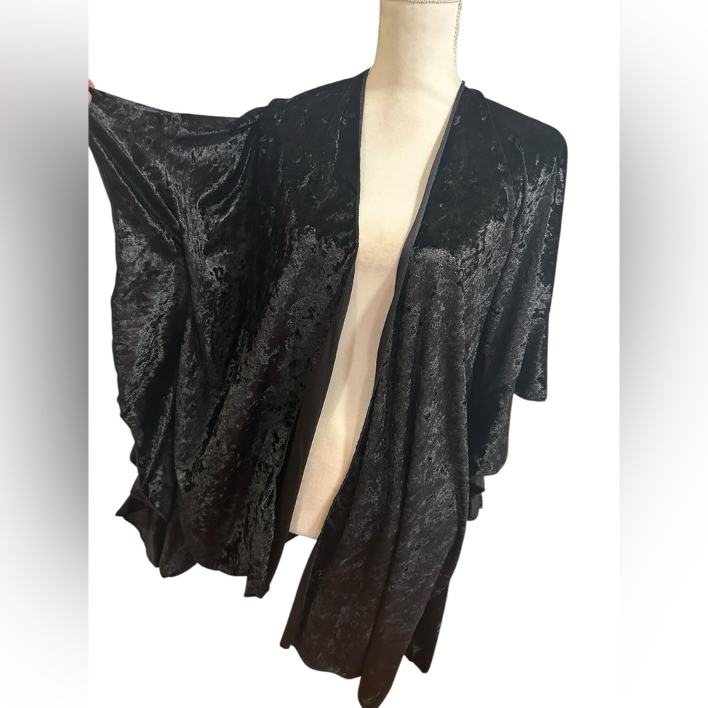 Black Velvet Kimono Cover-Up - Unbranded